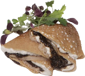 Блины с кешью-рикоттой и чиа-икрой